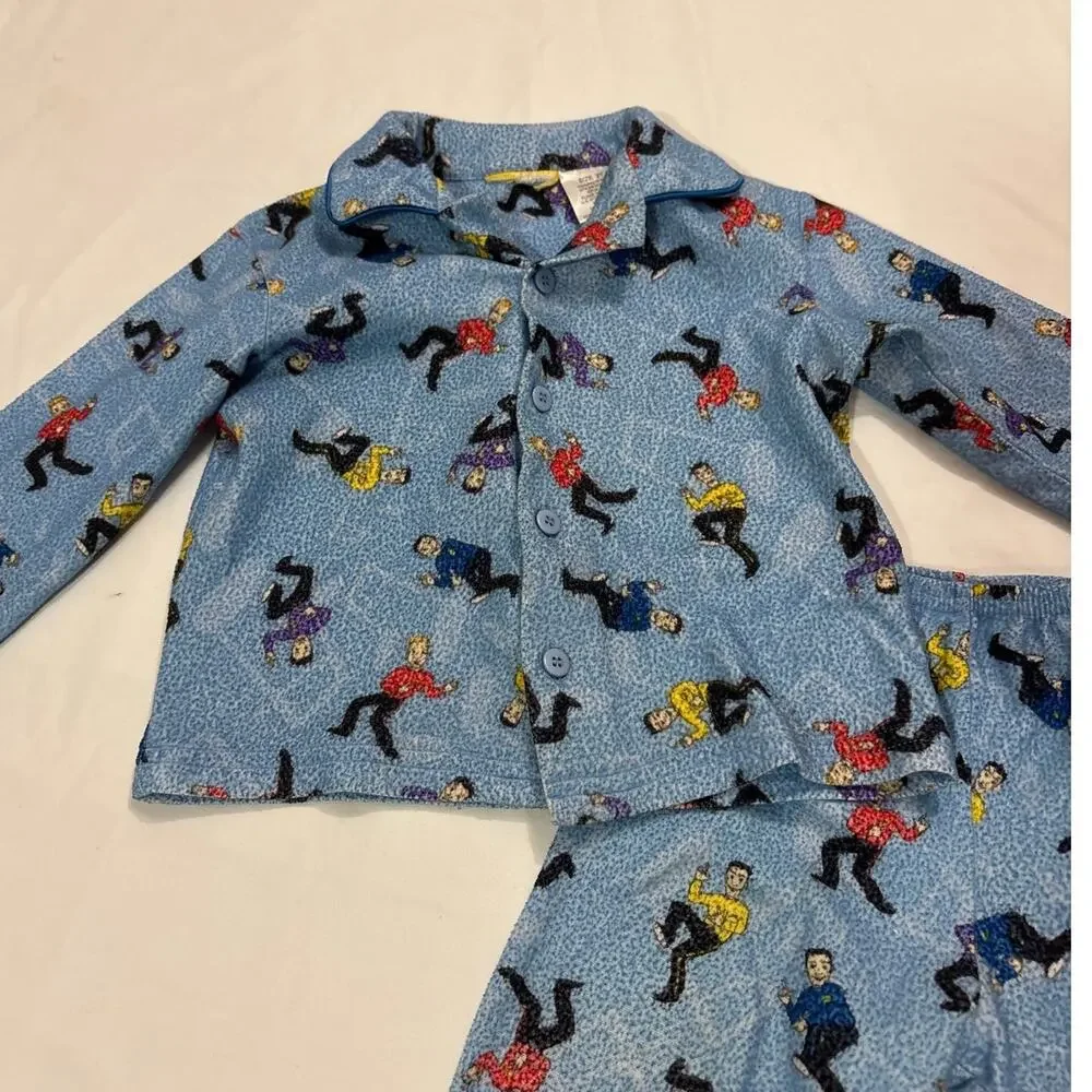Vintage The Wiggles Kids 2T Toddler Pajamas Set Retro All over Print Y2k